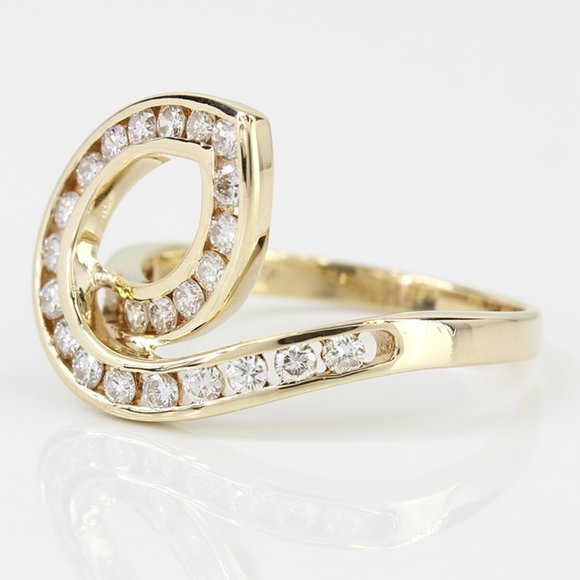 14k Yellow Gold Diamond Loop Ring - Picture 3 of 7